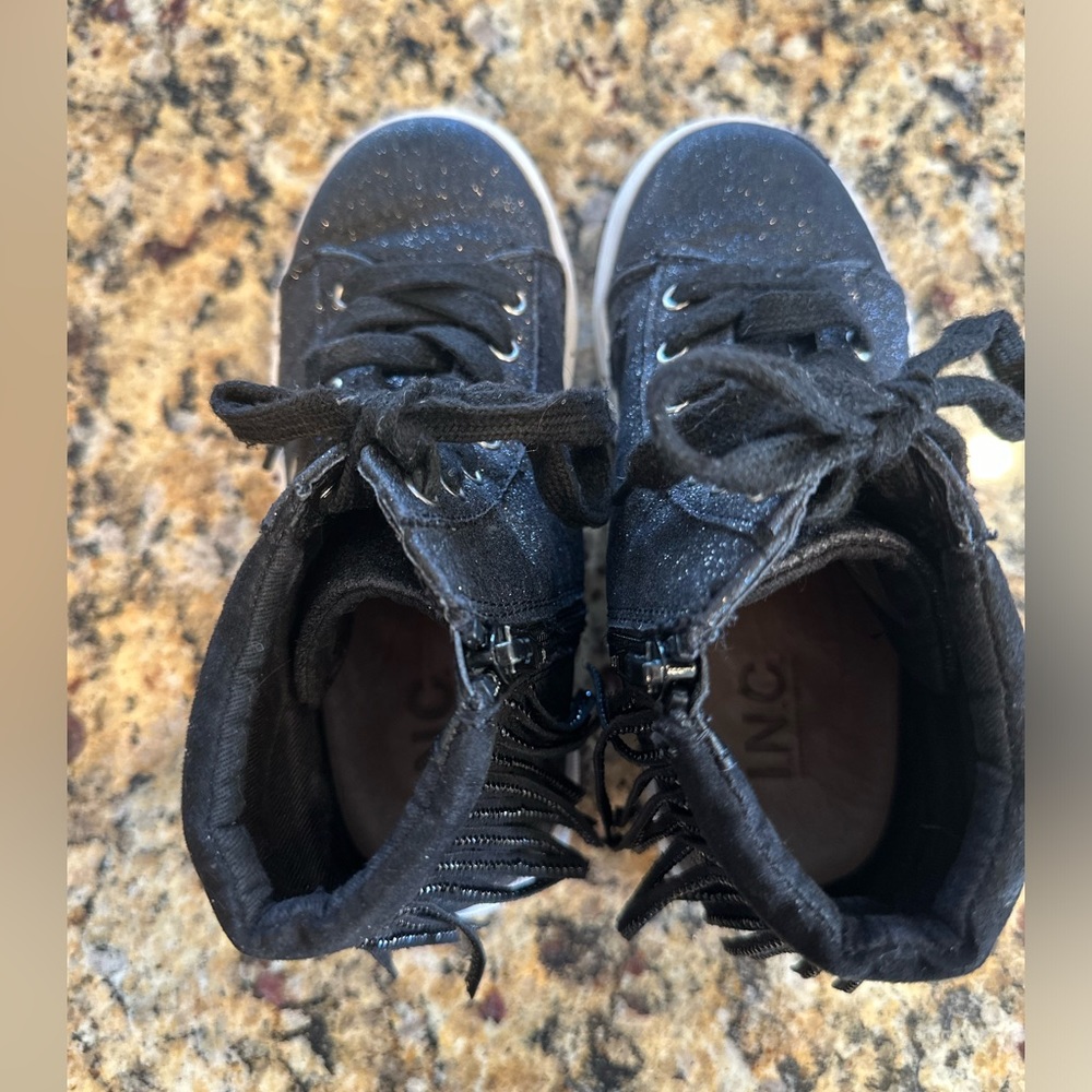 INC Little Girls Hightop Black Sparkle Fringe Sneakers Size 13 - Picture 3 of 9